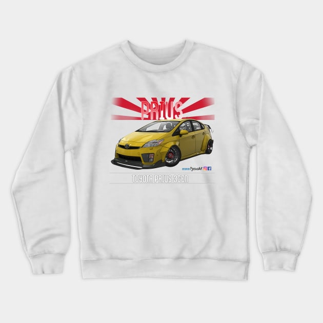 Toyota Prius 2JZ Yellow Crewneck Sweatshirt by PjesusArt